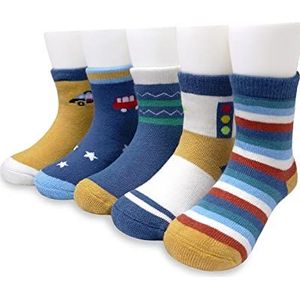 Adorel Jongens Thermo Sokken Badstof Gevoerd 5-Pak Kleine Voertuig & Verkeerslichtens 5-6 Jaar (Fabrikant Maat XL)