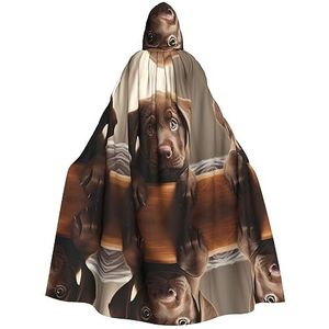 Bxzpzplj Leuke labrador hond 1 print mystieke mantel met capuchon voor mannen en vrouwen, Halloween, cosplay en carnaval, 185 cm