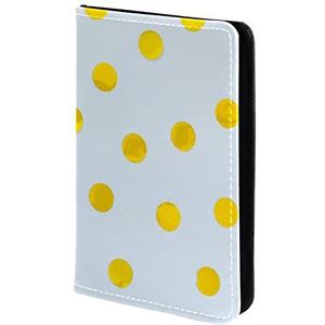 Gepersonaliseerde paspoorthouder paspoorthoes paspoort portemonnee reizen Essentials gele stippen confetti lichtblauw, Meerkleurig, 11.5x16.5cm/4.5x6.5 in