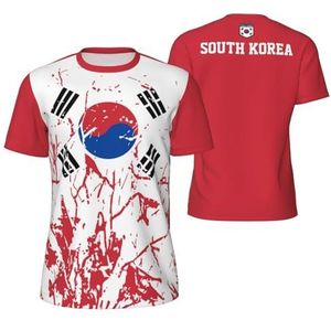 Sport T-Shirt Vintage Zuid-Korea Vlag Graan (1) Tees 3D Gedrukt voor Fitness Running Voetbal, Meerkleurig, S