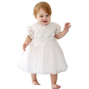 Happy Cherry Kanten jurk voor kleine meisjes formele bruiloft verjaardag jurk voor baby meisjes jurk prinses wit 3-24 maanden, Kleur: wit, 6-12 Maanden