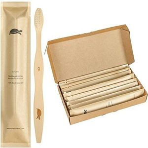 Zeeschildpad plantaardige haren, zachte bamboe tandenborstels, individueel verzegeld (10 stuks)