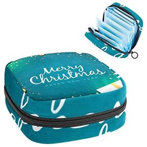 Periode Pouch Draagbare Tampon Opbergtas,Tampon Houder voor Portemonnee Vrouwelijke Product Organizer,Merry Christmas Achtergrond, Meerkleurig, 4.7x6.6x6.6 in/12x17x17 cm