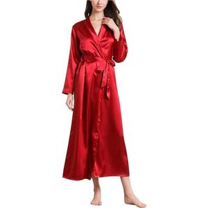 Badjas Kamerjas Damesbadjas Kamerjas Kimono Satijn Bruidsmeisje Bruiloft Nachtkleding Pyjama Badjas Lichtgewicht(Rot,S)