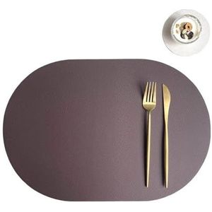 3-delige creatieve Scandinavische stijl ovale kunstleer placemat onderzetterset geschikt for eettafel keukenaccessoires wasbaar(Color:Color-5)