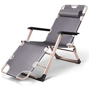 GEIRONV 52×95×92cm Zero Gravity-fauteuils,Vierkante Tube Klapstoel voor Terrasterrastuinen met Hoofdkussen Buitenstoel Fauteuils (Color : Gris, Size : 52x95x92cm)
