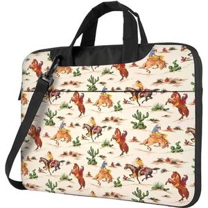 KadUe Cowboy Ride Horse Business Aktetas Geschenken Voor Mannen Vrouwen, Duurzame Kantoortas, Carry On Laptop Case Voor Notebook, Zwart, 14 inch