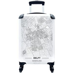 MuchoWow® Koffer - Stadskaart Delft - Past binnen 55x40x20 cm en 55x35x25 cm - Handbagage - Trolley - Fotokoffer - Cabin Size - Print