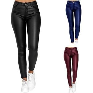 Wetlook Imitatieleren Leggings, Corrigerende Push-up Leren Broeken, Dames Broeken PU Imitatieleren Broeken, Sportbroeken Met Hoge Taille, Trainingsbroeken, Heupbroeken(Noir,3XL)