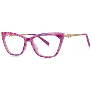 Nepbrillen, Unisex Cat's Eye Spring Leg Titanium Plastic Brilmonturen Multicolor(Pink)