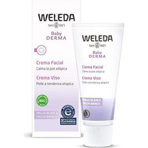 WELEDA Baby Derma witte malve gezichtscrème, vochtverzorging voor zeer gevoelige en neurodermische huid, natuurlijke cosmetica voor intensieve verzorging en verlichting van jeuk (1 x 50 ml)