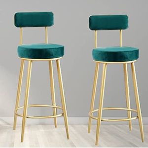 AADDFDD Barkrukken Barstoelen Barkrukken Stoelen Moderne toonhoogte barkrukken getuft fluweel gestoffeerde kruk middenrug & metalen been voor thuis bar keuken set van 2-zwart