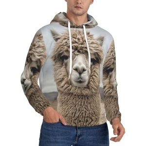 WOmeng I Love Alpacas Print Mannen Mode Hoodie Trui Casual Wear Voor Gift Voor Papa Man Vriend, Zwart, XS