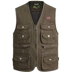 Daoba Mannen Multi Pocket Vest Vest Vest Vest Katoen Outdoor Vissen Camping Bovenkleding Mouwloze Top Reizen Fotografie Wandelen Gilet