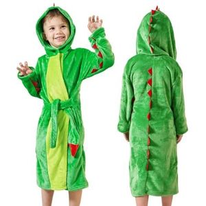LOLANTA Kinderbadjas dino met capuchon, fleece dieren kamerjas