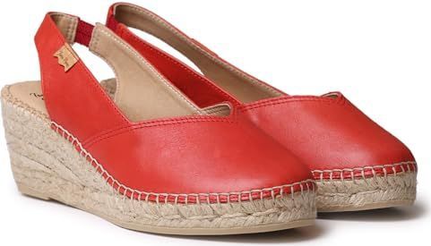 TONI PONS Termal Espadrilles voor dames van leer met sleehak voor een bredere pasvorm, Rood, 39 EU