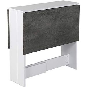 RELOVE Vierkante bistrotafel, vierkant, opvouwbaar, beweegbaar, op wielen met 2 geïntegreerde planken, in hoogte verstelbaar, voor binnen en buiten, MDF (103 x 76 x 73,4 cm (beton))
