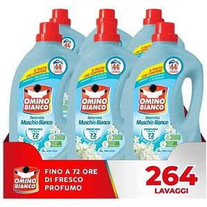 Omino Bianco - Vloeibaar wasmiddel, 264 wasbeurten, respecteert kleuren en stoffen, frisse geur met witte muskusessence, 1760 ml x 6 verpakkingen