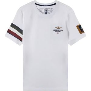 Aeronautica Militare T-shirt heren TS2230 T-shirt wit piloot pijlen tricolori, Wit, 3XL