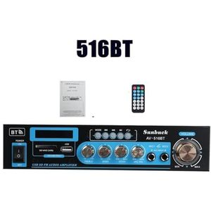 Audioversterker, 1200W Bluetooth-versterker 2CH HIFI Audio Stereo Power AMP USB FM Radio Car Home Theatre met afstandsbediening(516BT EU)
