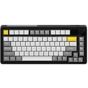 QPSJXN CMK75 Mechanisch toetsenbord met 82 toetsen en TFT-display, hot swappable RGB 2.4G draadloze Bluetooth en bekabelde compatibiliteit PBT-keycap (stil grijs)