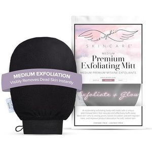 Seraphic Skincare Premium exfoliërende handschoen (medium) - Koreaanse exfoliërende handschoen van viscosevezel voor de gevoelige huid - Body Scrubber, dode huidverwijderaar voor het verwijderen en
