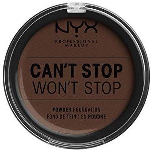 NYX Professional Makeup Can't Stop Won't Stop Full Coverage Powder Foundation, matte afwerking, glanscontrole, langdurig, veganistische formule, kleur: Deep Espresso