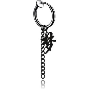 Unisex Titanium roestvrij staal Word Dream hoepel oorbellen zwarte kleur HipHop chique kwast ketting Man partij groothandel Punk