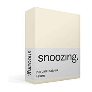Snoozing - Laken - Lits-jumeaux - Percale katoen - 240x260 cm - Ivoor
