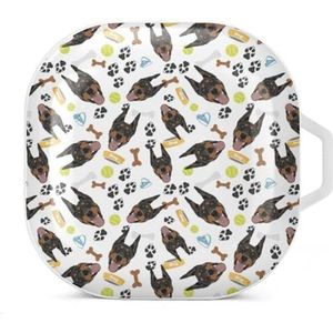 Glimlachende hond Doberman oordopjes hoesje compatibel met Samsung hard shell beschermhoes wit stijl