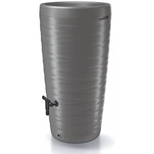 Spetebo Design regenton, 240 liter, met waterkraan, grijs, regentank met plantenschaal als deksel, kunststof waterton, regentank, bloemen, planten, bak, weerbestendig, vorstbestendig