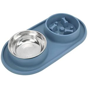 Voer- en waterbakken voor huisdieren, Slow Feeder Hondenbak Verwijderbaar Gemakkelijk schoon te maken Opvouwbare siliconen voor katten voor honden(blauw)