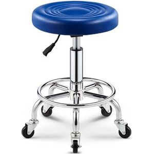 FXLUHAY Heavy Duty rolkrukken met wielen bar verstelbaar met PU lederen gewatteerde salon kantoor winkel spa tattoo massage medische draaibare tekststoel (blauw)