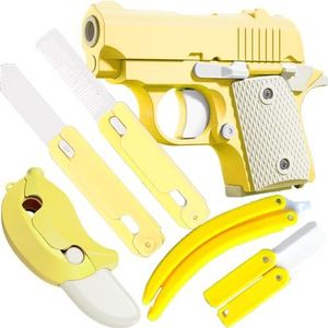 BLOOOK Fidget-speelgoedpistool, figity vingerspellen, fidget-slider, angstspeelgoed, van plastic, mini 1911 pistool, anti-stress fidget-speelgoed, geschikt voor tieners, volwassenen en kinderen (geel,