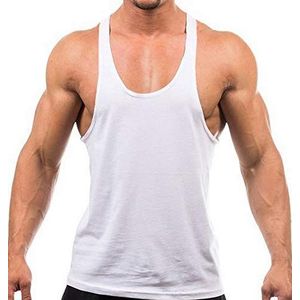 Heren Stringer Gym Tank Top Shirt Print Katoen Bodybuilding Sport Vest