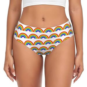 BKTRAVERPT Leuke regenboogprint damesslips No Show - zacht, ademend, comfortabel laagbouw slipje voor dames, 3d Gedrukt Patroon, XXL