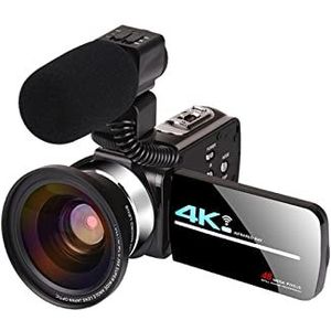 4K CAMCORDER VLOGGING VIDEOCAMERA for VLOG OPNAME 5 6mp En IR Night Vision Camera's Handheld Camera met WiFi-functie (Size : Standard, Color : Grey)