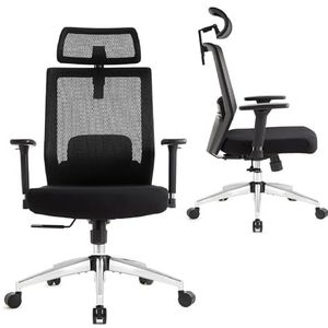 IntimaTe WM Heart Ergonomische bureaustoel, hoge rugleuning bureaustoel met verstelbare lendensteun, hoofdsteun en 3D-armleuning, 132° schommelende mesh computerstoel, zwart (zwart 1)