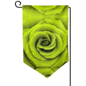 Groene roos tuin vlag dubbelzijdige boerderij tuin vlag lente zomer buiten decoratie 30x45 cm