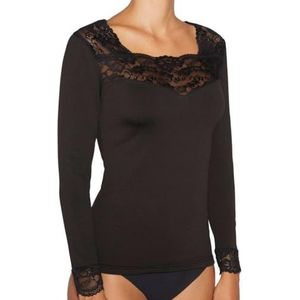 Ysabel Mora - Thermisch shirt met kant en lange mouwen, Zwart, XXL