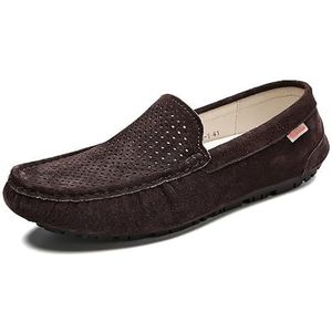 Heren Loafers Schoenleer Rijden Loafers Ademend Geperforeerd Antislip Comfortabel Lichtgewicht Prom Casual Slip-ons (Color : Brown, Size : 41 EU)