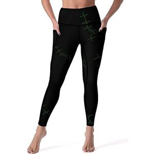 Mushroom Heartbeat Love Yogabroek voor dames, hoge taille, buikcontrole, workout, hardlopen, leggings, L