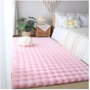 Pluizige pluche nachtkastje tapijt leven imitatiebont tapijten wasbaar zacht slaapkamer gebied tapijt kinderkamer vloermat make-up kruk kussen decoratie (kleur: roze, maat: 40 x 130 cm)