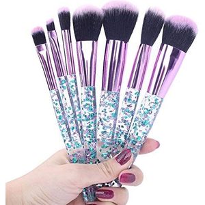 Eljjhah 7/10 stks Make-up Borstels Tool Blending Beauty Cosmetics Kit Set van Borstel Gezicht Oogschaduw Lip Artist Zeemeermin Markeerstift Foundation (Handvat Kleur: Beige)
