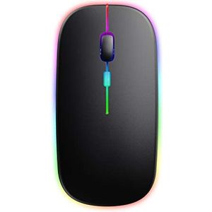 Liberstar Bluetooth Draadloze Muis, LED Slim Dual Mode (Bluetooth 5.1 en 2.4G Draadloos) Oplaadbare Led Draadloze Muis met 3 Verstelbare DPI voor Laptop PC Computer