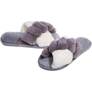 yeeplant Warme mode fuzzy dik voor dames pantoffels: pluche band kruis teen open zachte antislip antislip slippers, Paars33, one size