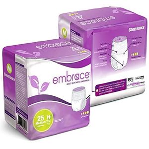 Embrace™ Premium Protection incontinentie-ondergoed, maximale absorptie en bescherming, ademende doek voor uitzonderlijk comfort, geurbescherming, discrete pasvorm, medium, 25 stuks
