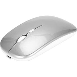 2.4G draadloze muis met USB-ontvanger, draagbare ergonomische draadloze oplaadbare stille muis voor pc/tablet/laptop 800, 1200, 1600 DPI verstelbaar (zilver)