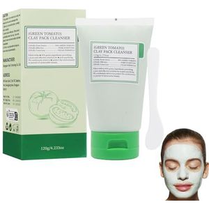 Groen tomatenmasker, gezichtsreinigingskleimasker, aanbrengen van het masker, hydratatie, hydrateren, groen tomatenmasker, reiniging van de poriën van het gezicht