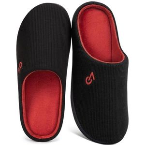 VeraCosy Heren tweekleurige traagschuim pantoffels rood, 10-11 UK, Zwarte robijn, 10/11 UK